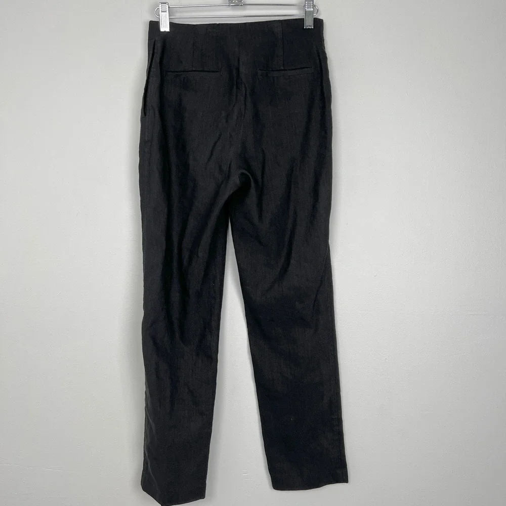 Wilfred Women's 2 Black High Waisted Straight‎ Leg Linen Viscose Work Pants